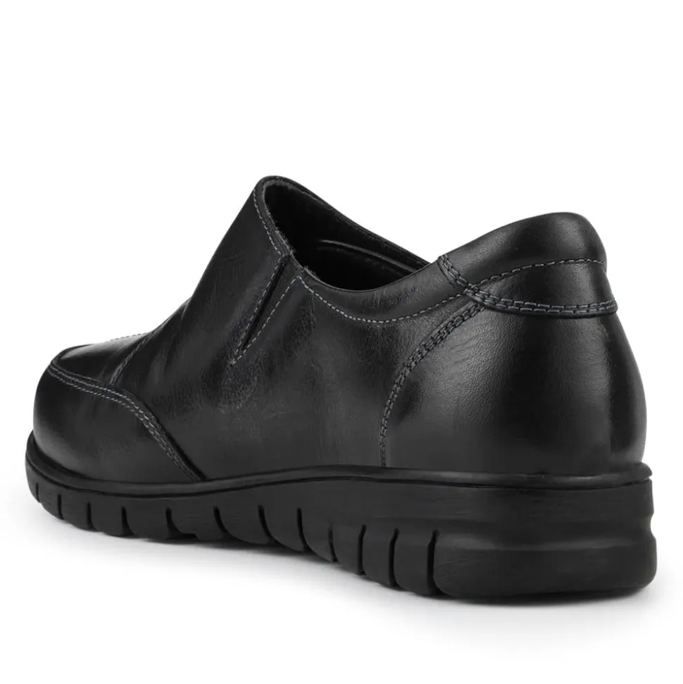 Wide Fit Leather Touch-Fasten Monk Shoes - Black