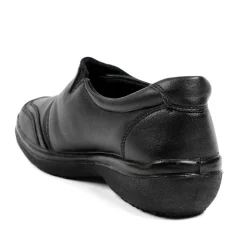 Wide Fit Leather Touch Fasten Monk Shoes - Black