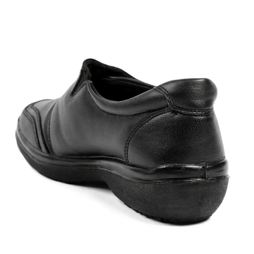 Wide Fit Leather Touch Fasten Monk Shoes - Black