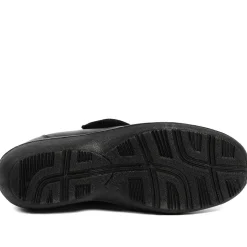 Wide Fit Leather Touch Fasten Monk Shoes - Black