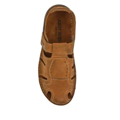 Wide-Fit Leather Touch-Fasten Sandals - Tan
