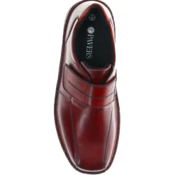 Wide Fit Leather Touch-Fasten Shoes - Bordeaux