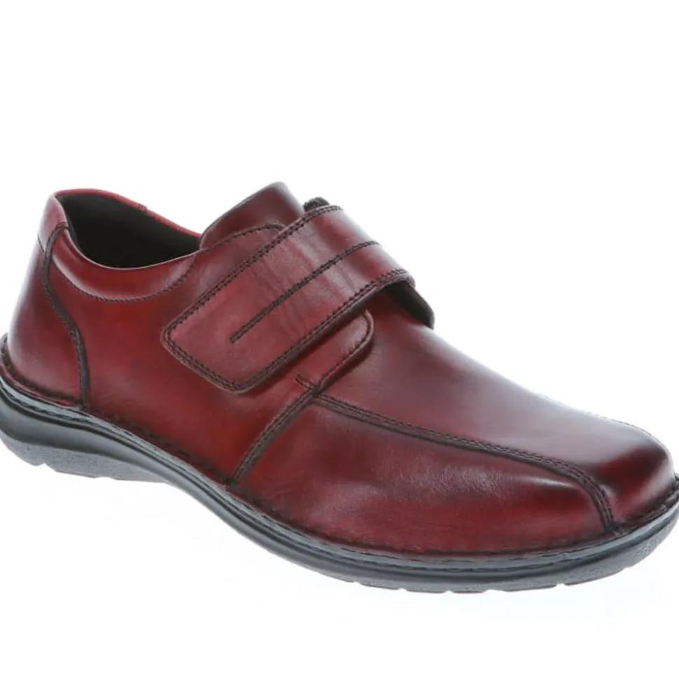 Wide Fit Leather Touch-Fasten Shoes - Bordeaux