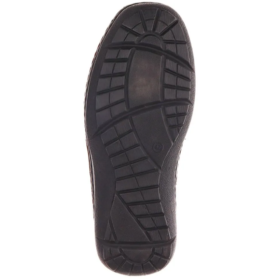 Wide Fit Leather Touch-Fasten Shoes - Bordeaux