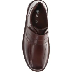 Wide Fit Leather Touch-Fasten Shoes - Dark Brown