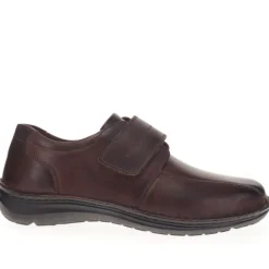 Wide Fit Leather Touch-Fasten Shoes - Dark Brown