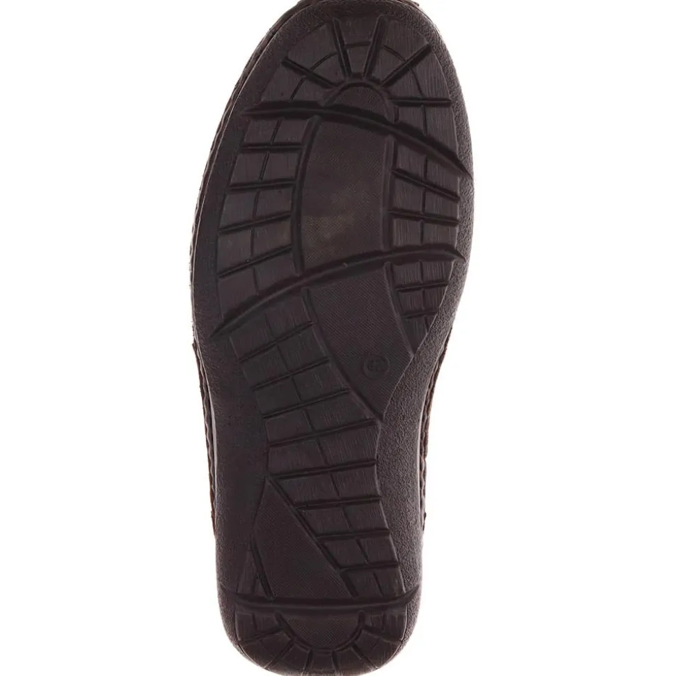 Wide Fit Leather Touch-Fasten Shoes - Dark Brown