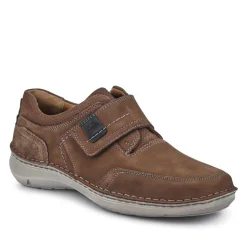 Wide-Fit Leather Touch-Fasten Shoes - Dark Brown