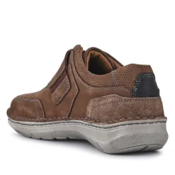 Wide-Fit Leather Touch-Fasten Shoes - Dark Brown