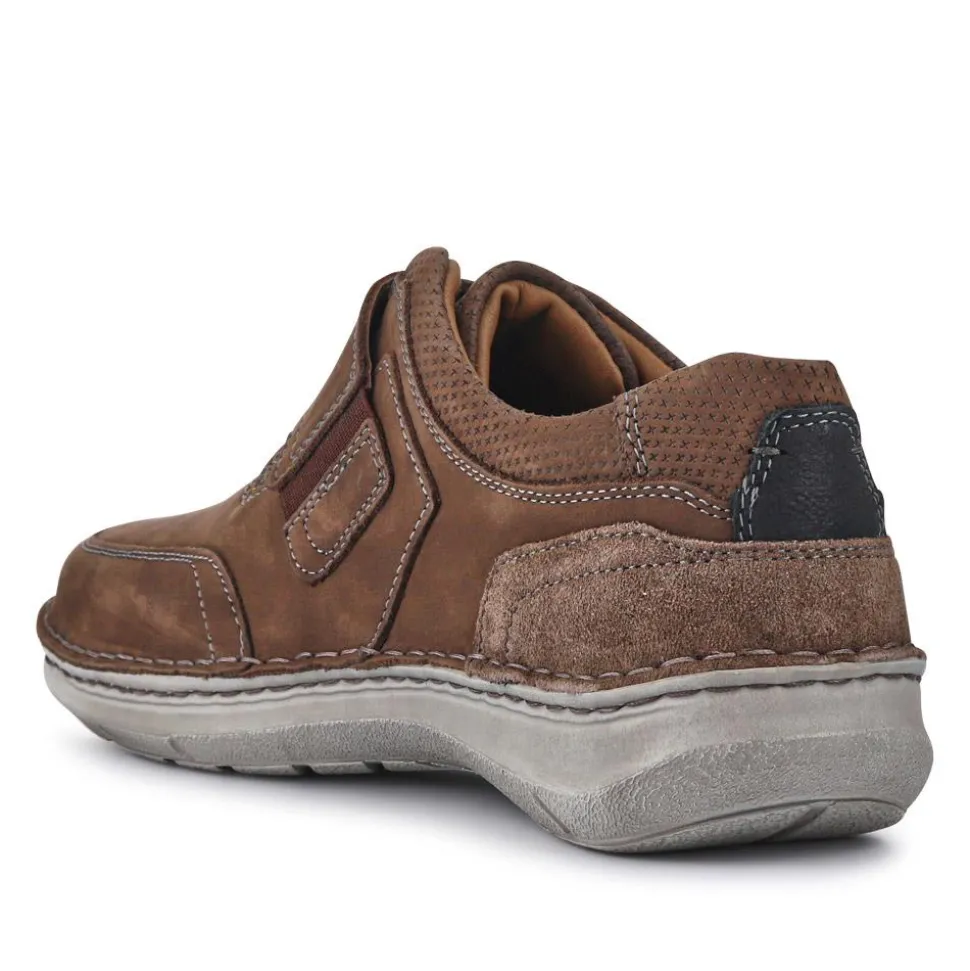 Wide-Fit Leather Touch-Fasten Shoes - Dark Brown