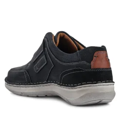 Wide-Fit Leather Touch-Fasten Shoes - Navy