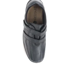 Wide Fit Leather Touch Fasten Shoes - Navy