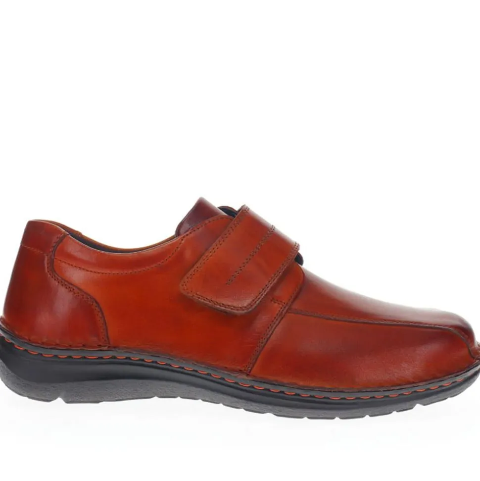 Wide Fit Leather Touch-Fasten Shoes - Tan