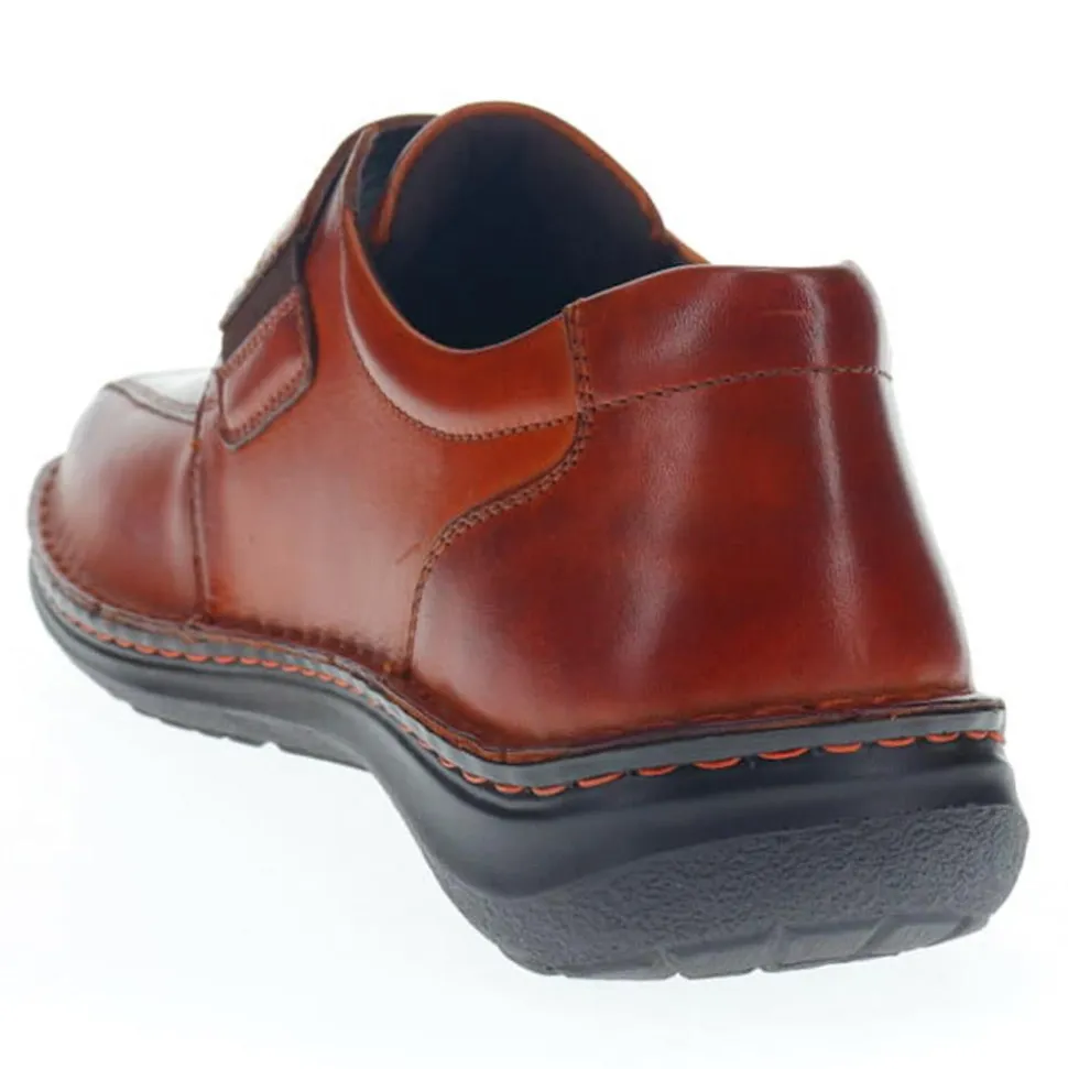 Wide Fit Leather Touch-Fasten Shoes - Tan