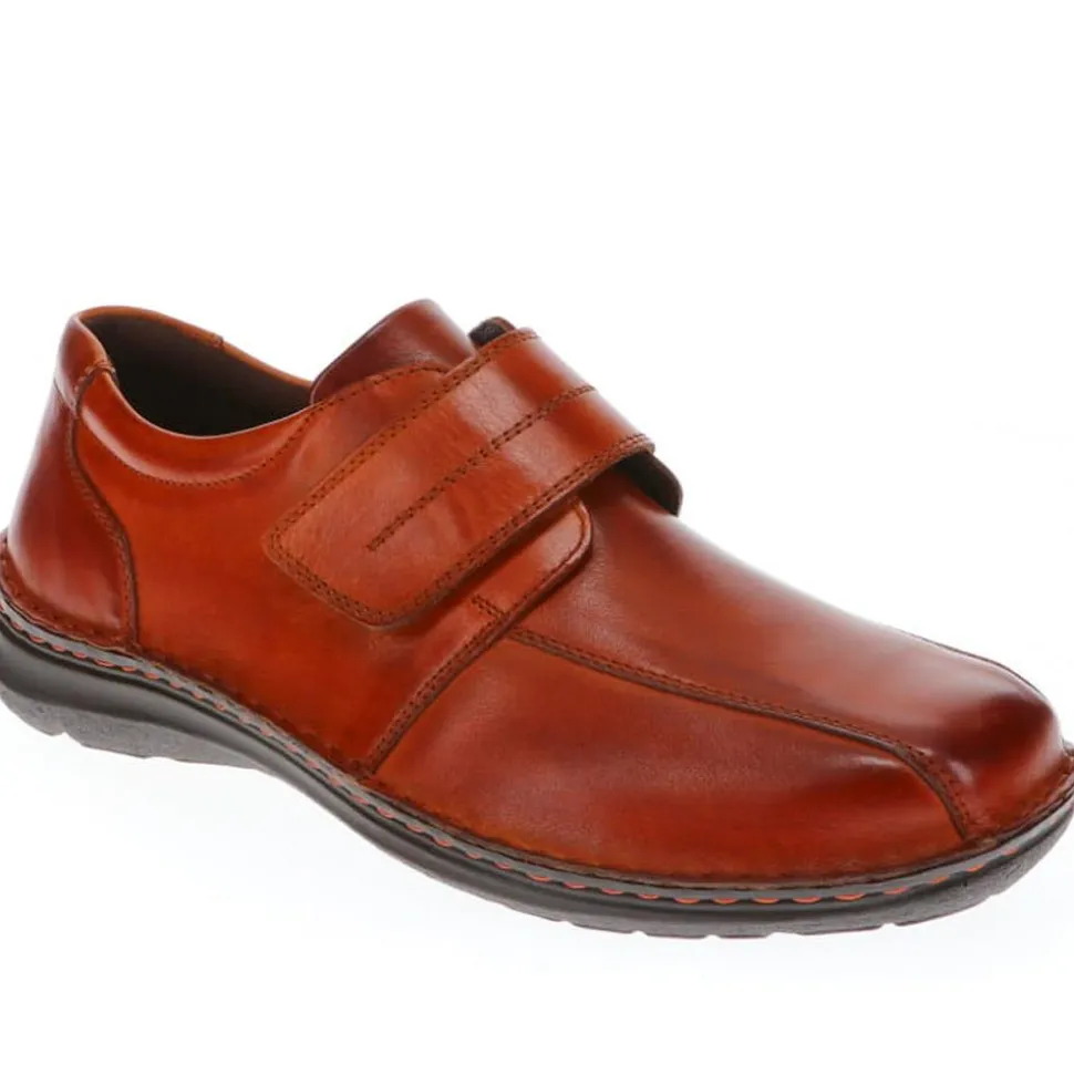Wide Fit Leather Touch-Fasten Shoes - Tan