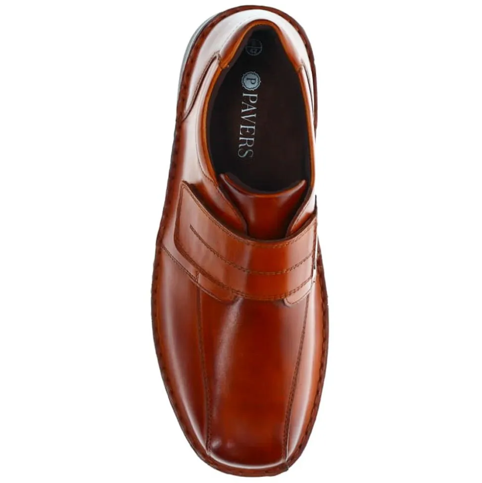Wide Fit Leather Touch-Fasten Shoes - Tan