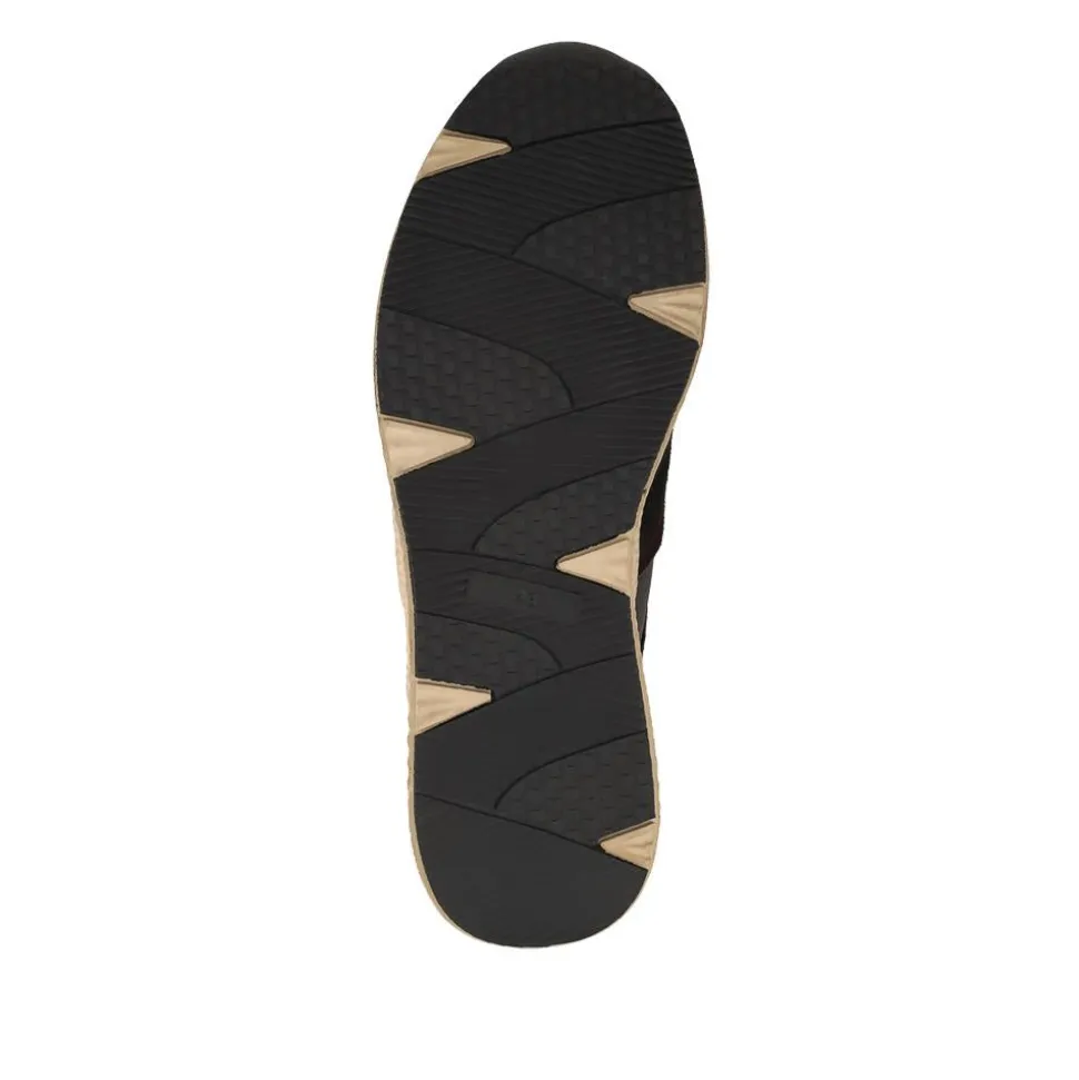 Wide Fit Leather Zip & Lace Up Sporty Trainers - Black