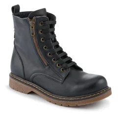 Wide-Fit Leather Zip-Up Boots - Black