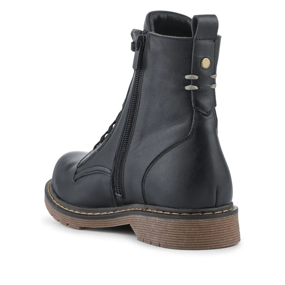 Wide-Fit Leather Zip-Up Boots - Black