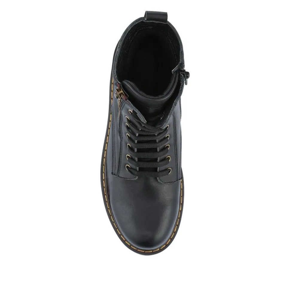 Wide-Fit Leather Zip-Up Boots - Black