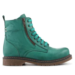 Wide-Fit Leather Zip-Up Boots - Green