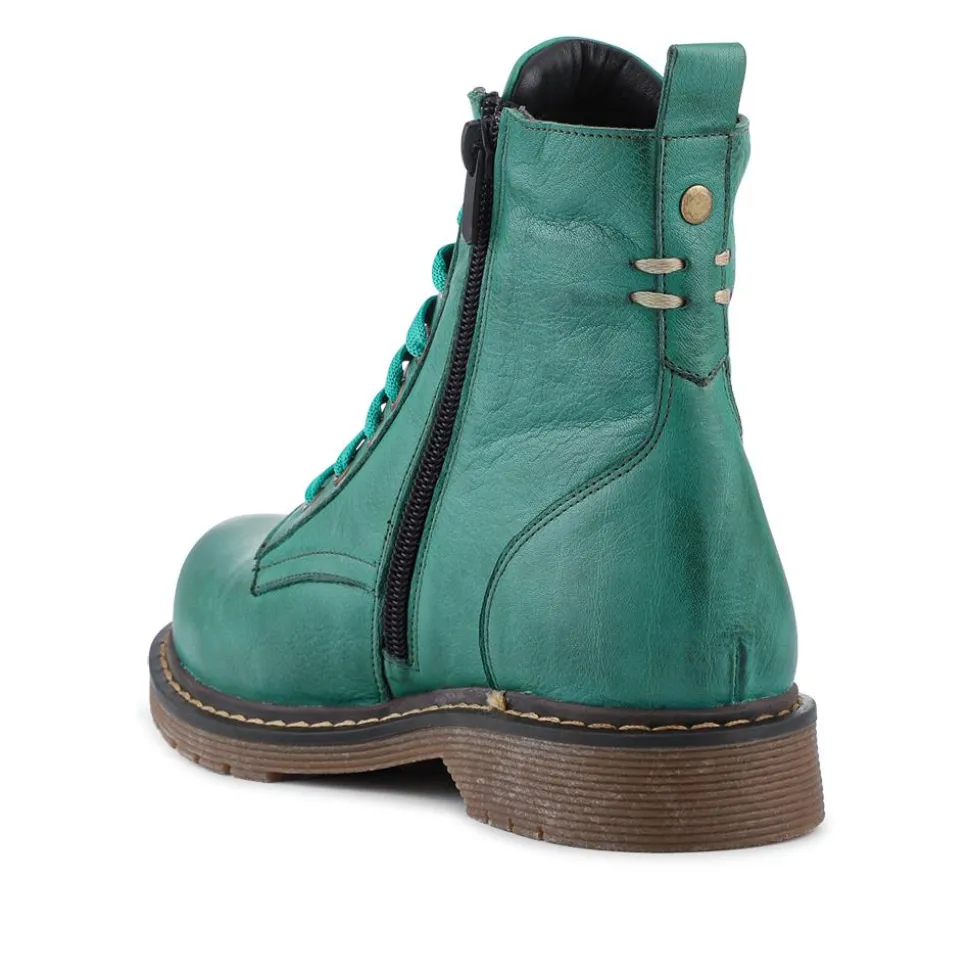 Wide-Fit Leather Zip-Up Boots - Green