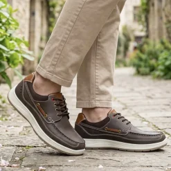Wide Fit Lightweight Lace Up Shoes - Brown