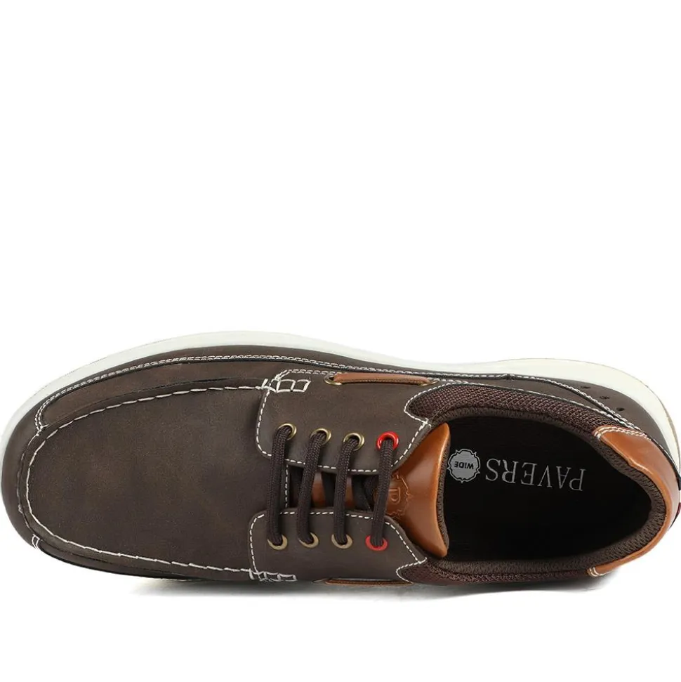 Wide Fit Lightweight Lace Up Shoes - Brown