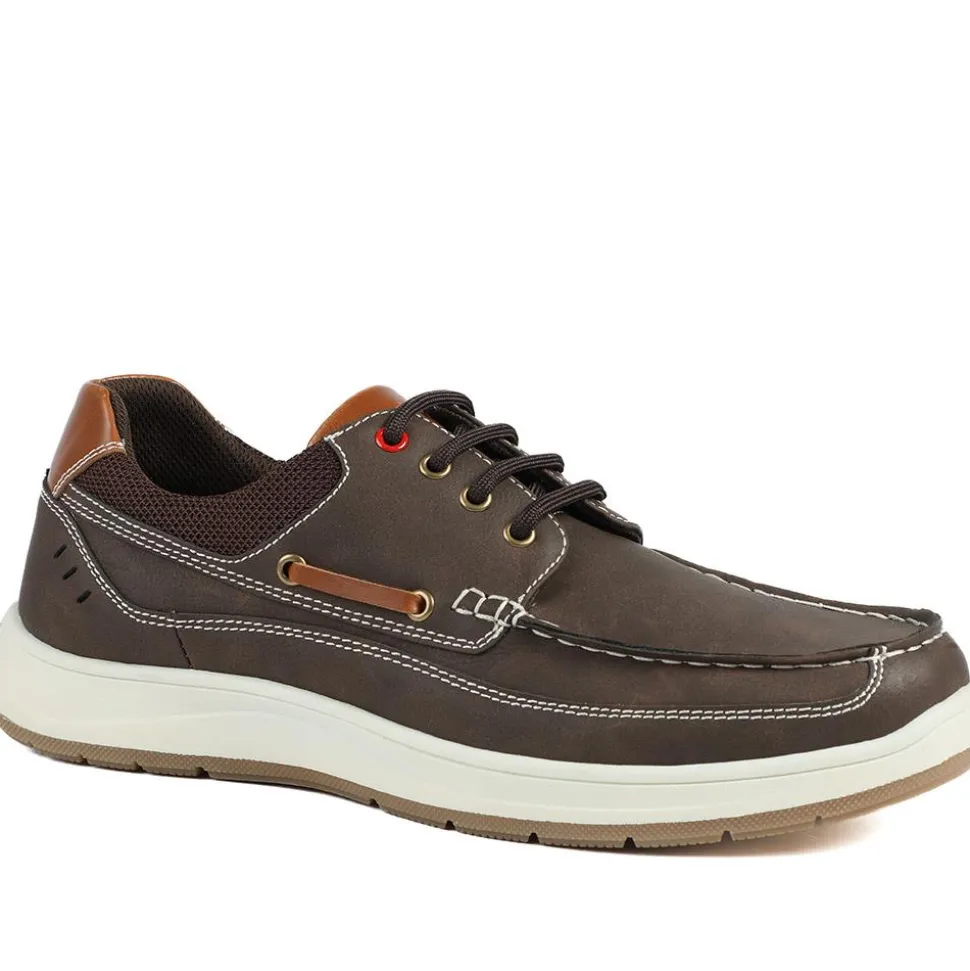Wide Fit Lightweight Lace Up Shoes - Brown