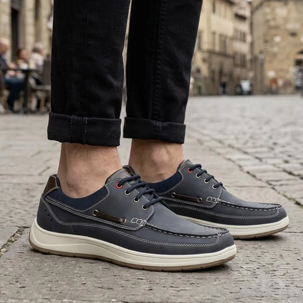 Wide Fit Lightweight Lace Up Shoes - Navy