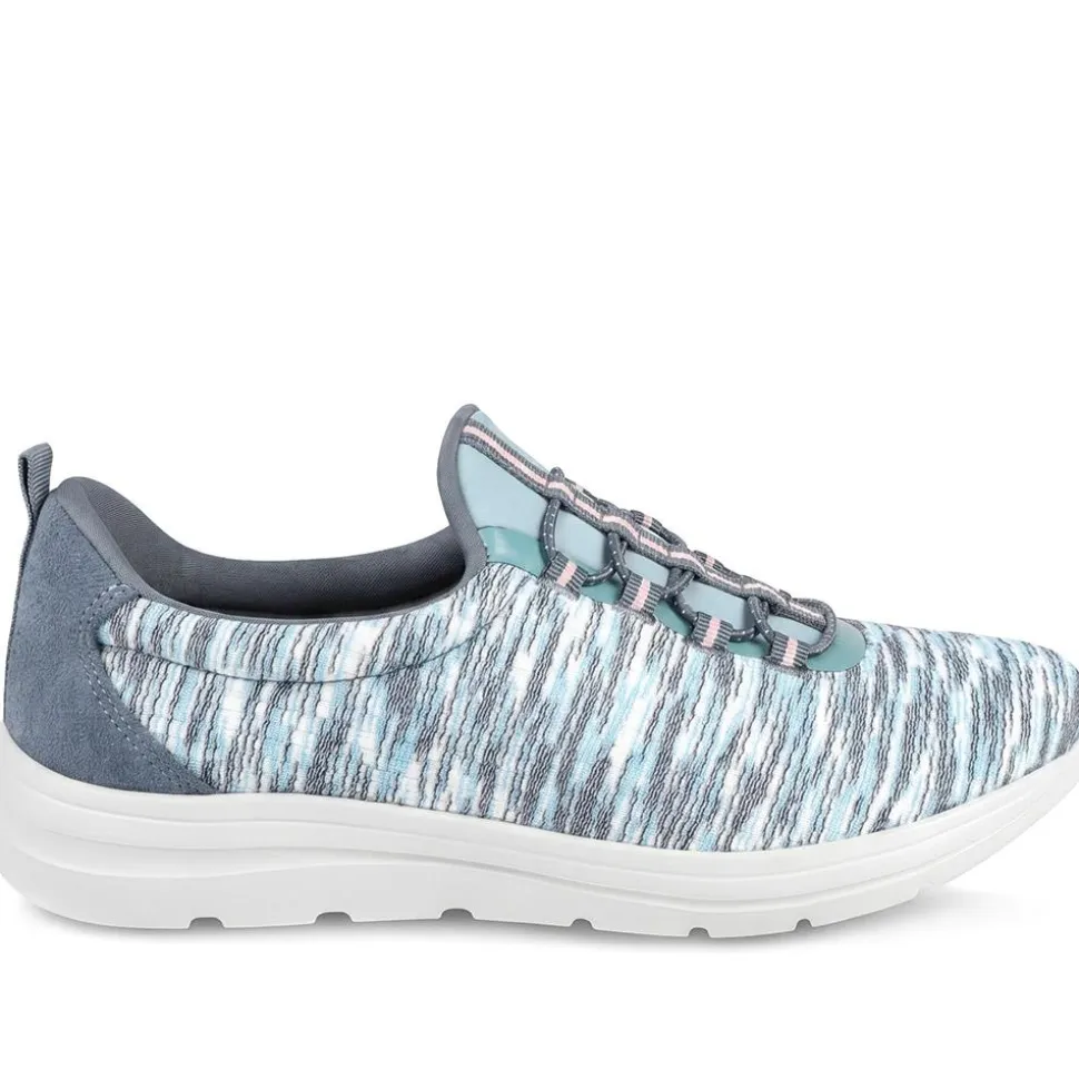 Wide Fit Memory Foam Bungee Lace Trainers - Denim