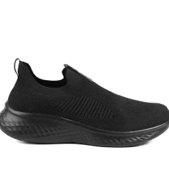 Wide Fit Memory Foam Easy Step In Trainers - Black