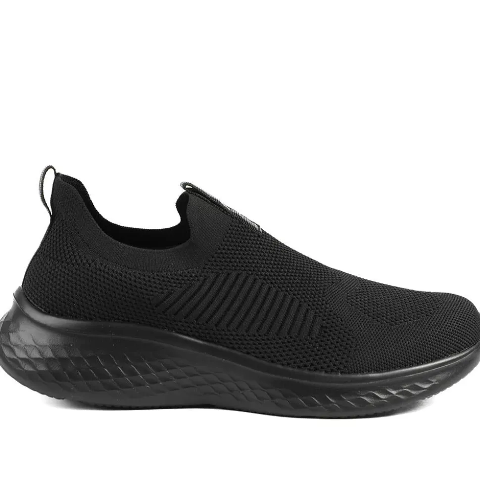 Wide Fit Memory Foam Easy Step In Trainers - Black