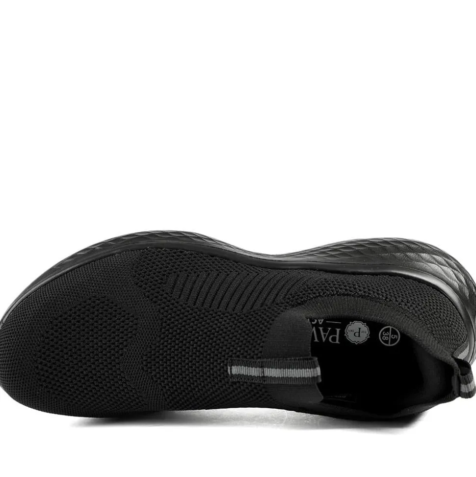 Wide Fit Memory Foam Easy Step In Trainers - Black