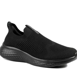 Wide Fit Memory Foam Easy Step In Trainers - Black