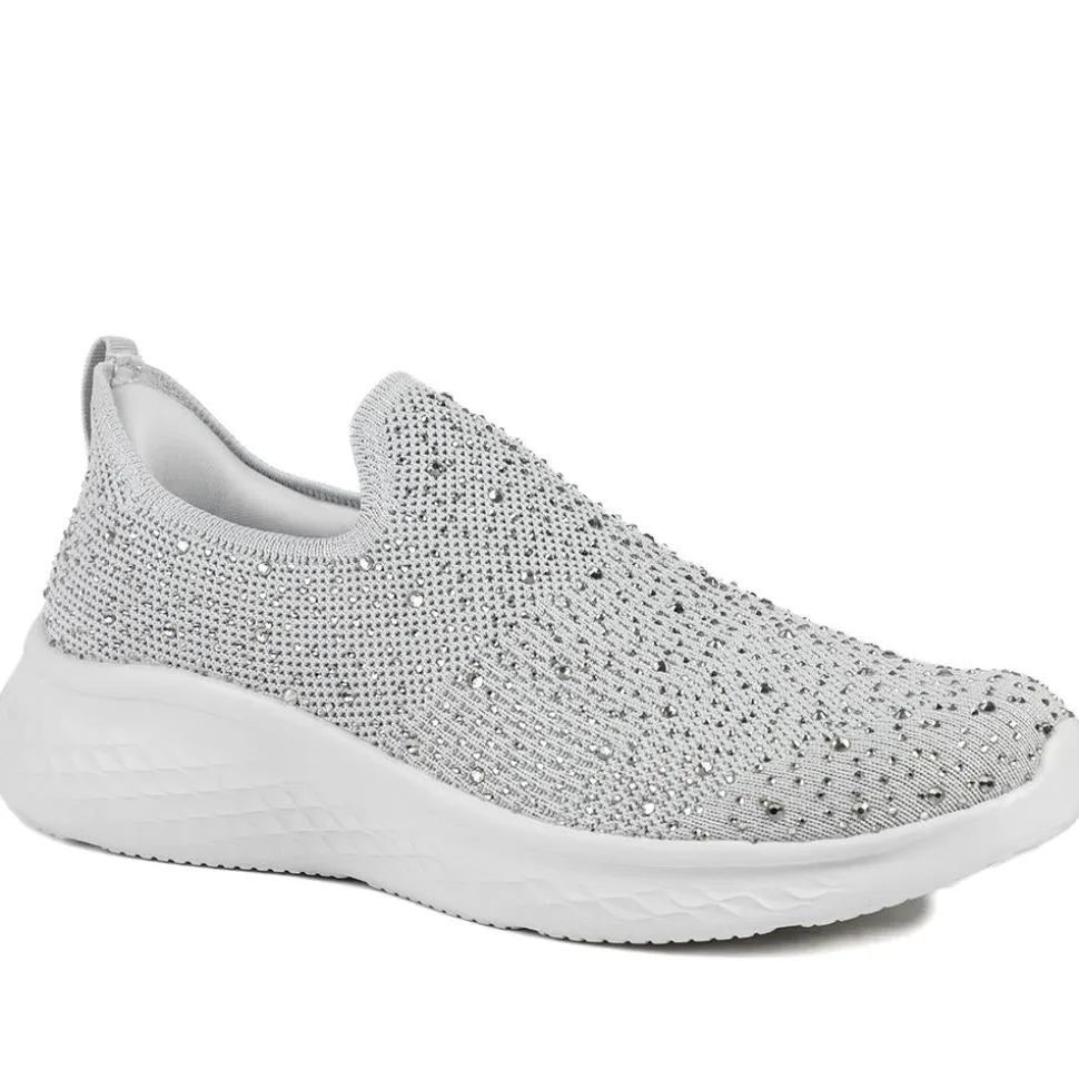 Wide Fit Memory Foam Easy Step In Trainers - Grey