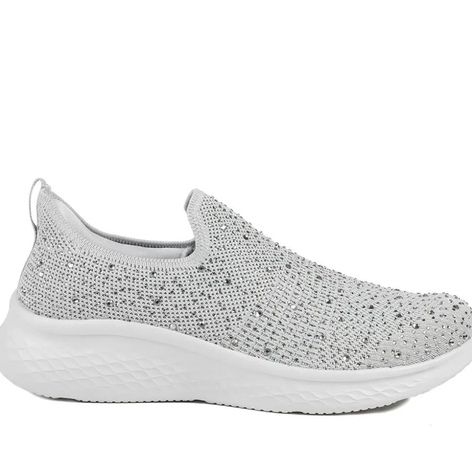 Wide Fit Memory Foam Easy Step In Trainers - Grey