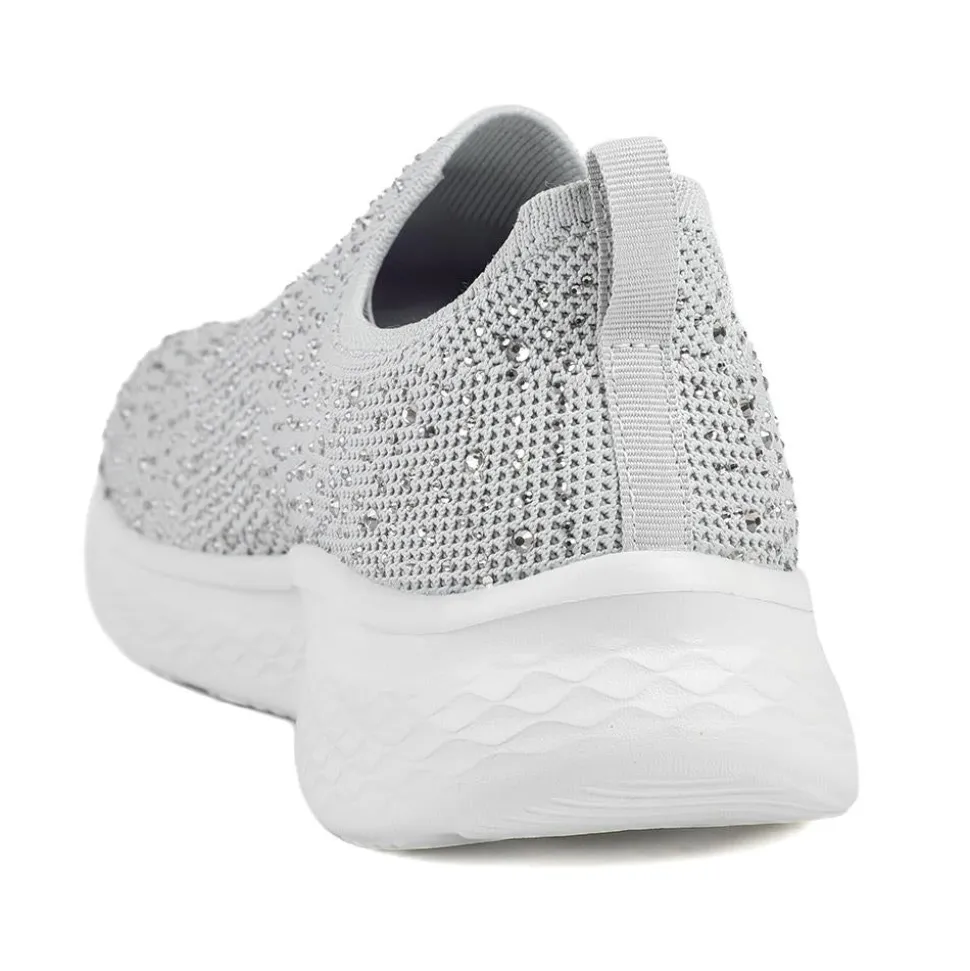Wide Fit Memory Foam Easy Step In Trainers - Grey