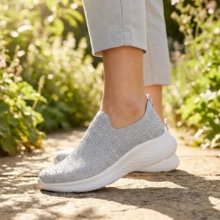 Wide Fit Memory Foam Easy Step In Trainers - Grey