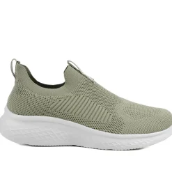 Wide Fit Memory Foam Easy Step In Trainers - Khaki