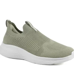 Wide Fit Memory Foam Easy Step In Trainers - Khaki