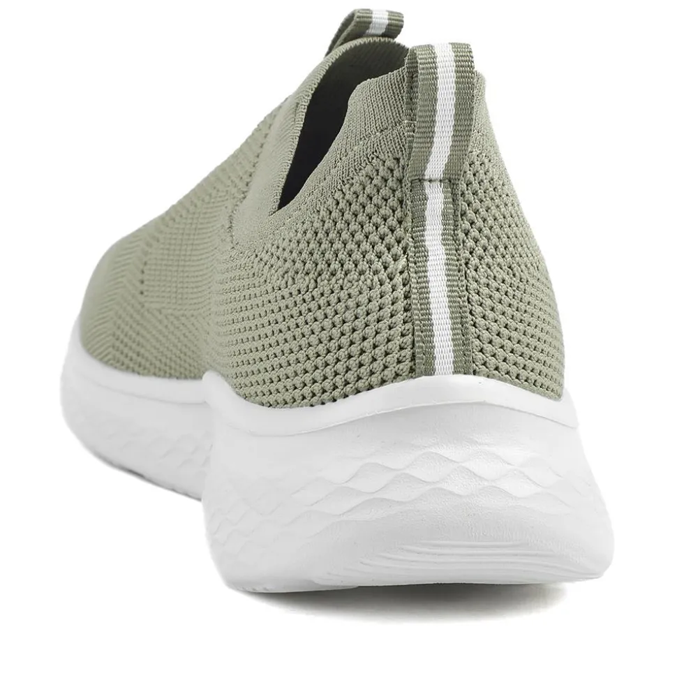 Wide Fit Memory Foam Easy Step In Trainers - Khaki