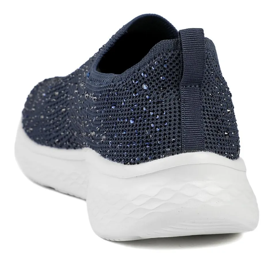 Wide Fit Memory Foam Easy Step In Trainers - Navy
