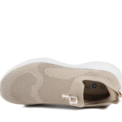 Wide Fit Memory Foam Easy Step In Trainers - Taupe