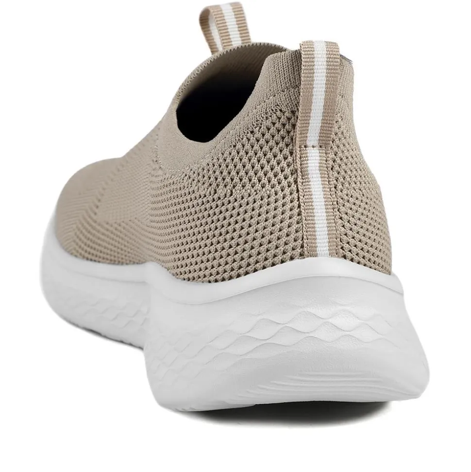 Wide Fit Memory Foam Easy Step In Trainers - Taupe