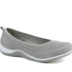 Wide Fit Memory Foam Floral Pumps - Grey