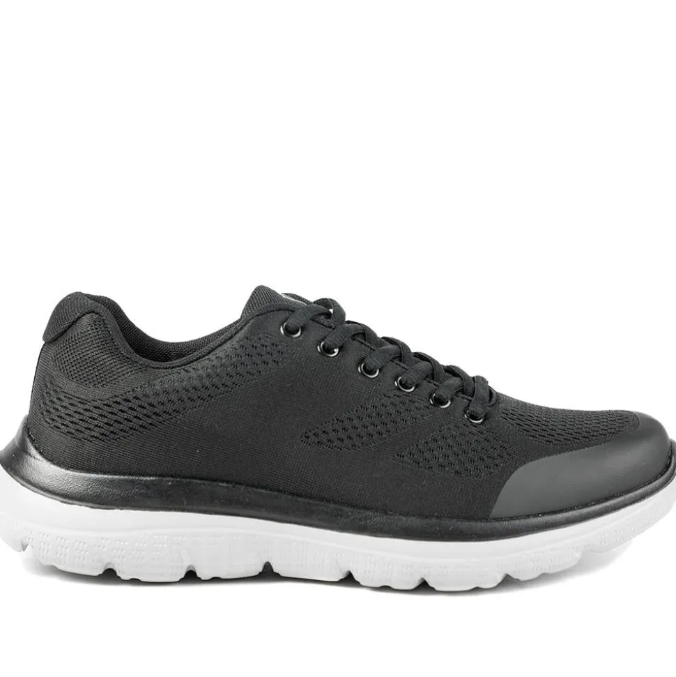 Wide Fit Memory Foam Lace Up Trainers - Black