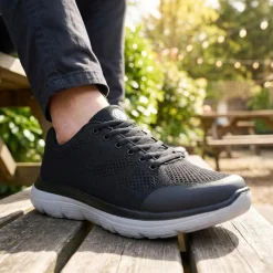 Wide Fit Memory Foam Lace Up Trainers - Black