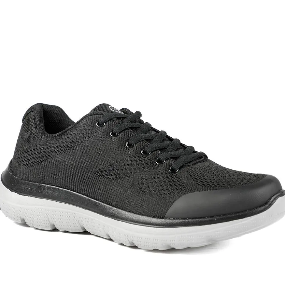 Wide Fit Memory Foam Lace Up Trainers - Black