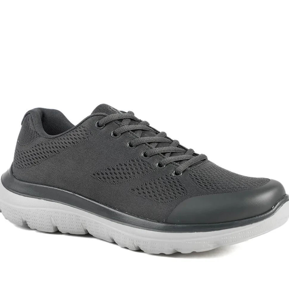 Wide Fit Memory Foam Lace Up Trainers - Charcoal